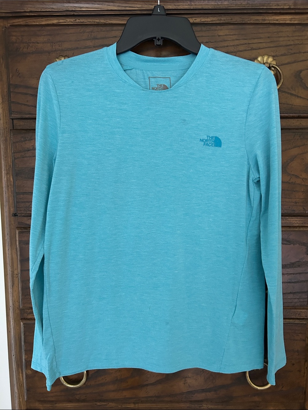 The North Face Womens Long Sleeve Tee in Aqua, Size S